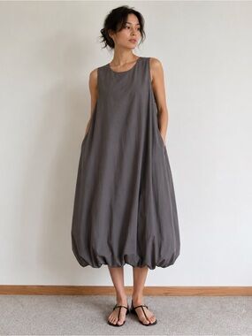 Zara Minimalist Bubble Hem Maxi Dress Large